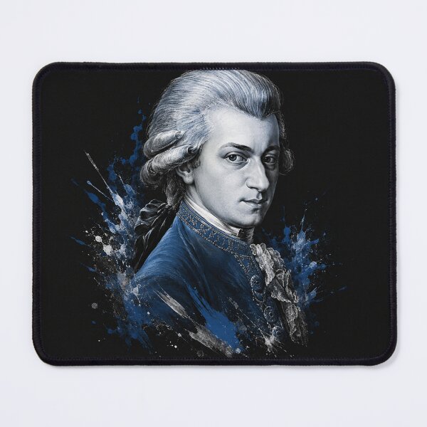 Item preview, Wolfgang Amadeus Mozart Blue Watercolor Splash Portrait designed and sold by Owcomm.