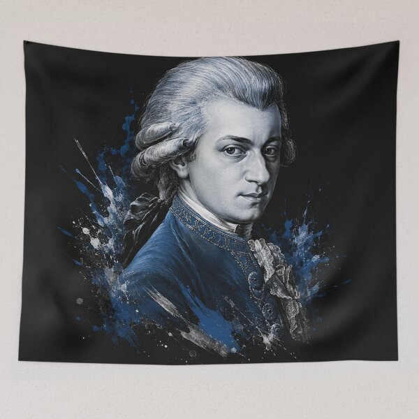 Item preview, Wolfgang Amadeus Mozart Blue Watercolor Splash Portrait designed and sold by Owcomm.