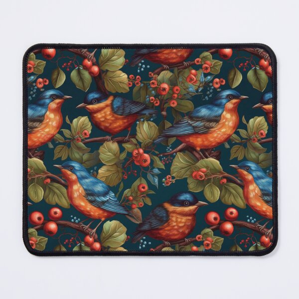 Item preview, Bluebird Folk Art Seamless Berry Pattern designed and sold by pinkal.