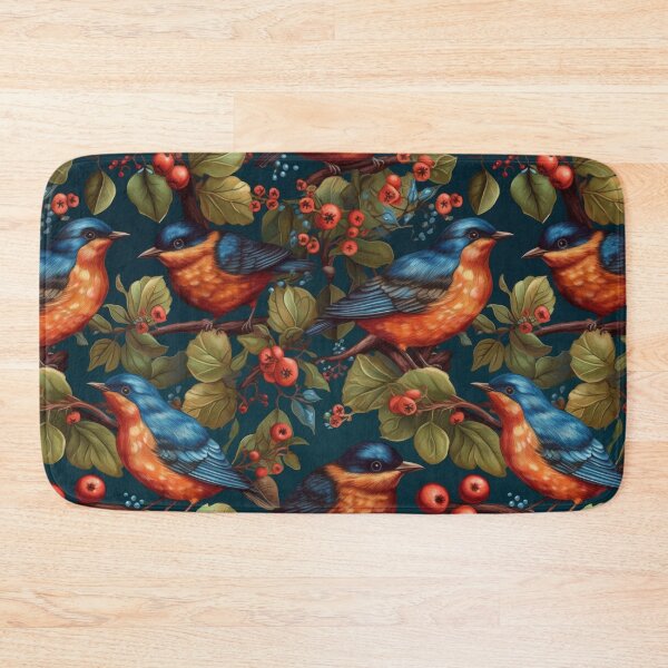 Item preview, Bluebird Folk Art Seamless Berry Pattern designed and sold by pinkal.