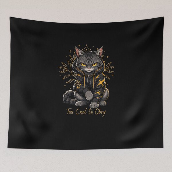 Item preview, Too Cool to Obey – Funny Sassy Cat Lover T-Shirt, Cool Cat Graphic Tee designed and sold by BoldMarks.