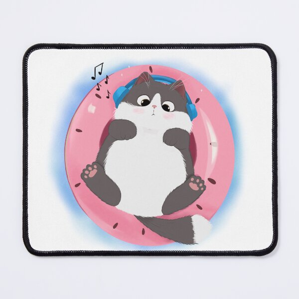 Item preview, Cute Cat Listening to Music on Pool Float designed and sold by MoonlightTrace.