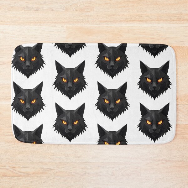 Item preview, Geometric black cat with blazing orange eyes designed and sold by Prints by Mat.