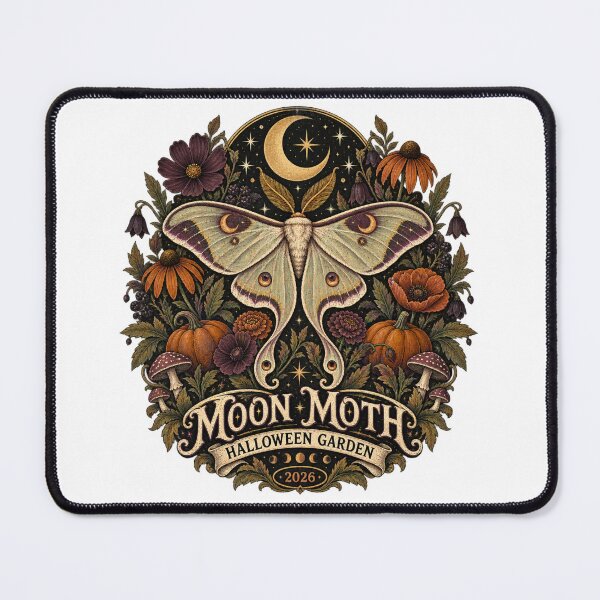 Item preview, Moon Moth Halloween Garden - Celestial Spooky Art designed and sold by Xnuery.