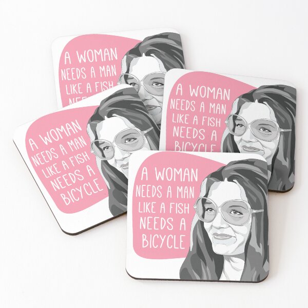 Item preview, A woman needs a man like a fish needs a bicycle Gloria Steinem quote designed and sold by ShannonSArtwork.