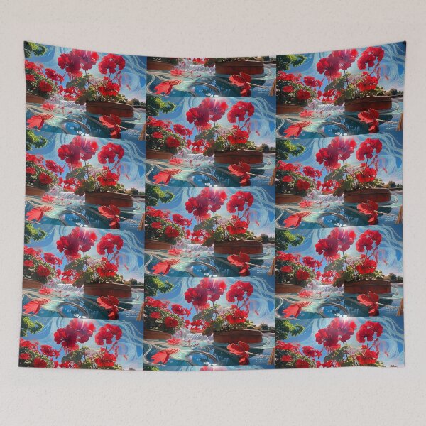 Item preview, Geraniums on the Patio designed and sold by Katherine Anne Michelle Minerva.