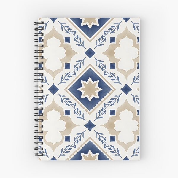 Item preview, Mediterranean Tile Pattern Navy Blue & Gold designed and sold by HappyOops.