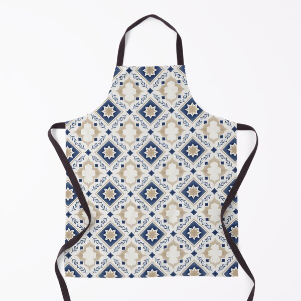 Item preview, Mediterranean Tile Pattern Navy Blue & Gold designed and sold by HappyOops.
