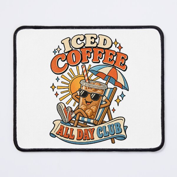Item preview, Iced Coffee All Day Club – Vintage Summer Coffee Cartoon designed and sold by urbinet.