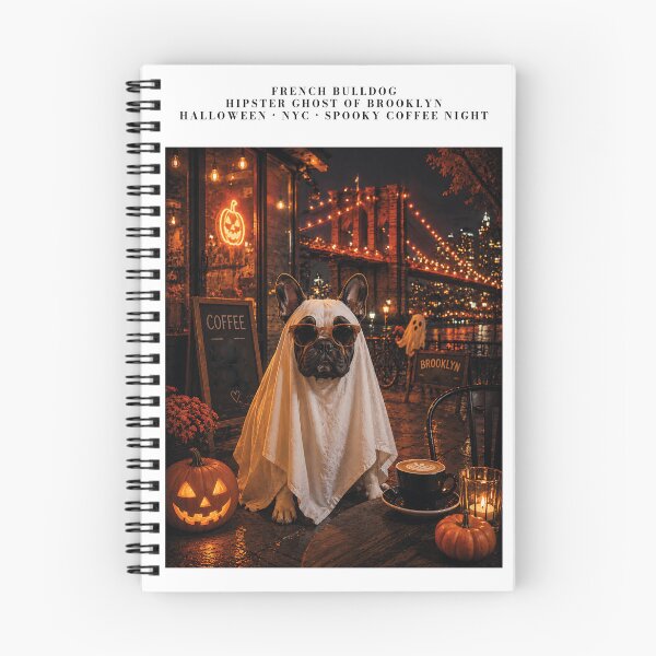 Item preview, French Bulldog dressed as a hipster ghost in Brooklyn at night designed and sold by Nomad-Paws.