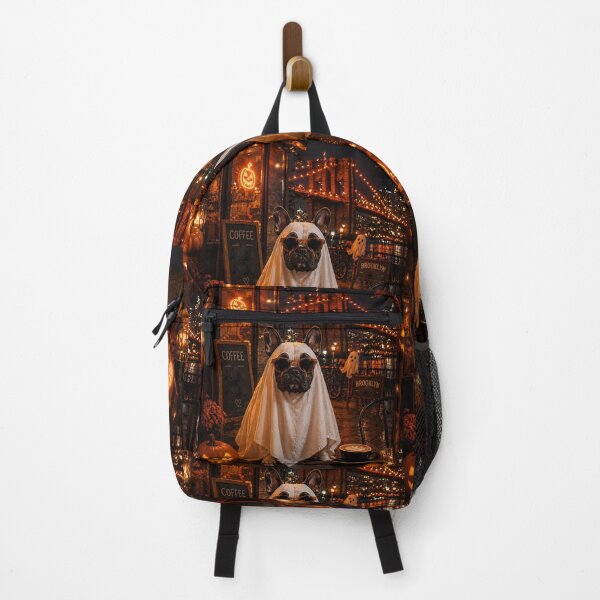 Item preview, French Bulldog dressed as a hipster ghost in Brooklyn at night designed and sold by Nomad-Paws.