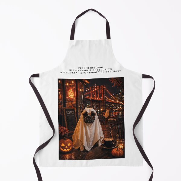 Item preview, French Bulldog dressed as a hipster ghost in Brooklyn at night designed and sold by Nomad-Paws.