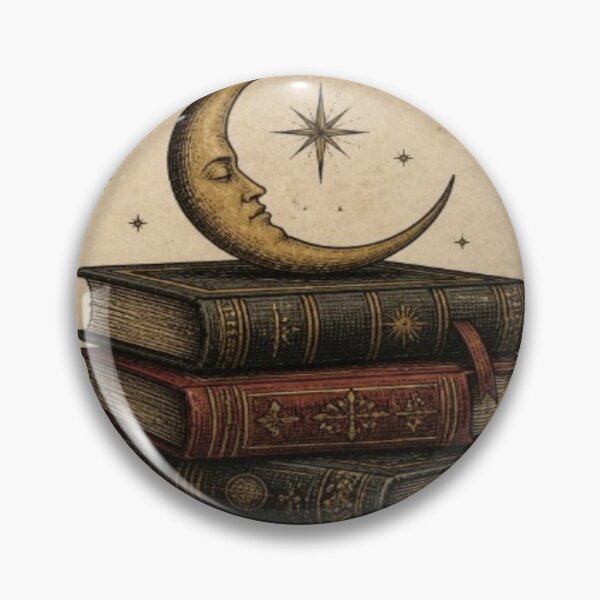 Item preview, Vintage Dark Academia Moon & Books Engraving designed and sold by creativerooney.