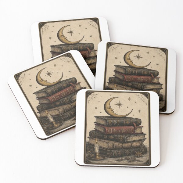 Item preview, Vintage Dark Academia Moon & Books Engraving designed and sold by creativerooney.
