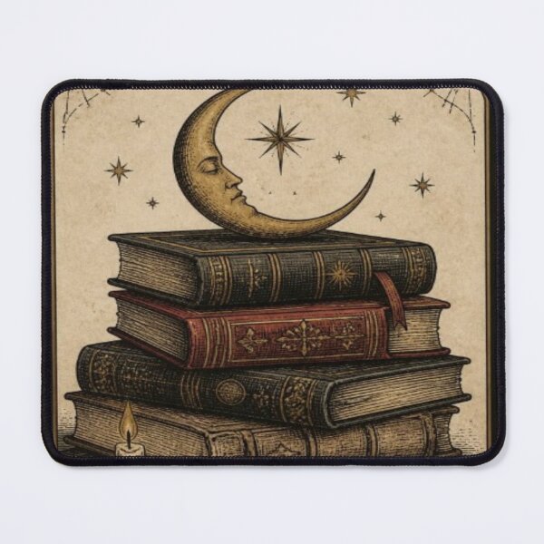 Item preview, Vintage Dark Academia Moon & Books Engraving designed and sold by creativerooney.