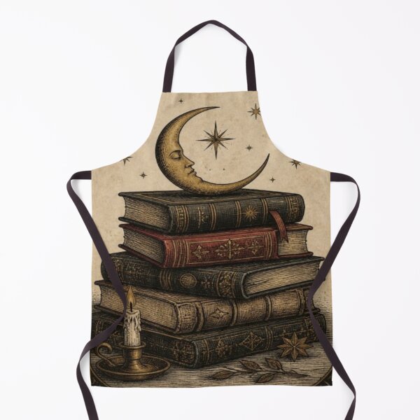 Item preview, Vintage Dark Academia Moon & Books Engraving designed and sold by creativerooney.