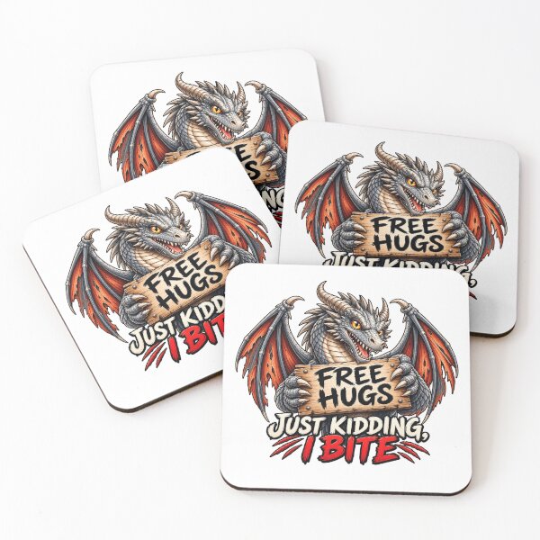 Item preview, Free Hugs Just Kidding I Bite Funny Dragon Sarcastic Fantasy Humor designed and sold by 76Valeria.