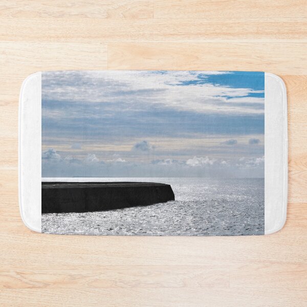 Item preview, Cobb Harbour Wall at Lyme Bay Silhouetted Against Stormy September Light designed and sold by Dorset Girl.