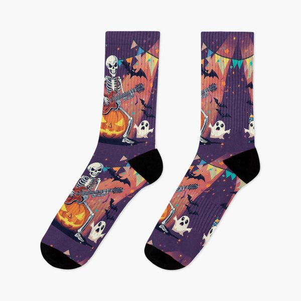 Item preview, Skeleton Guitar Player Halloween Shirt | Funny Skeleton Rock Music Pumpkin Ghost Design designed and sold by MariMarArt.