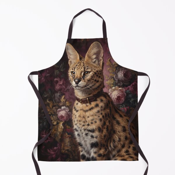 Item preview, Noble Serval Cat with Leather Collar designed and sold by Real Beast Art.
