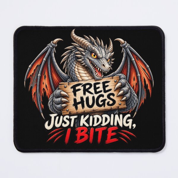 Item preview, Free Hugs Just Kidding I Bite Funny Dragon Sarcastic Fantasy Humor designed and sold by 76Valeria.
