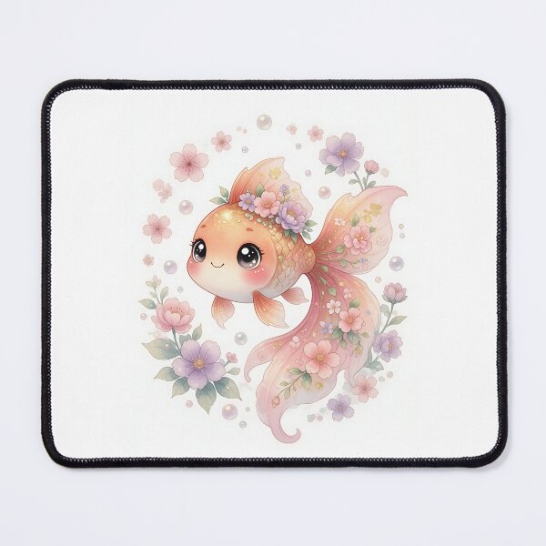 Item preview, Cute Goldfish with Cherry Blossoms Watercolor Art designed and sold by HappyOops.