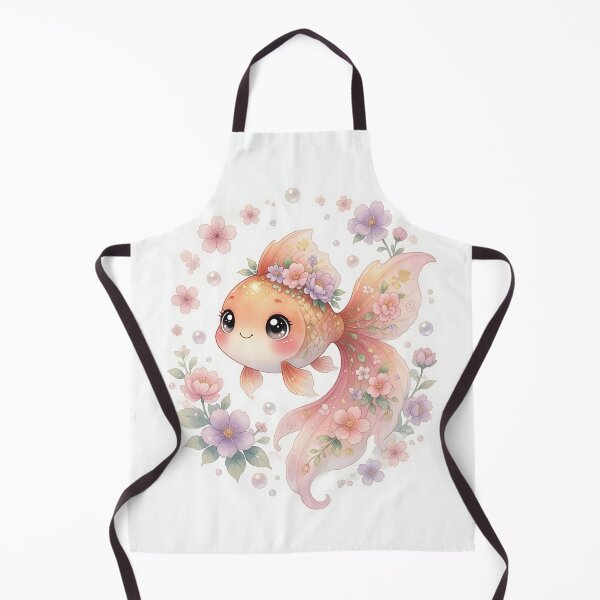 Item preview, Cute Goldfish with Cherry Blossoms Watercolor Art designed and sold by HappyOops.
