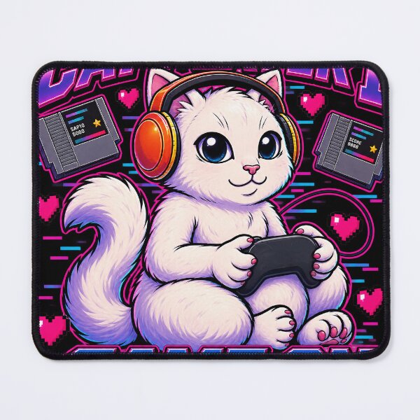 Item preview, Cat Player 1 - Cute gamer cat in vaporwave style designed and sold by thirtyonestars.