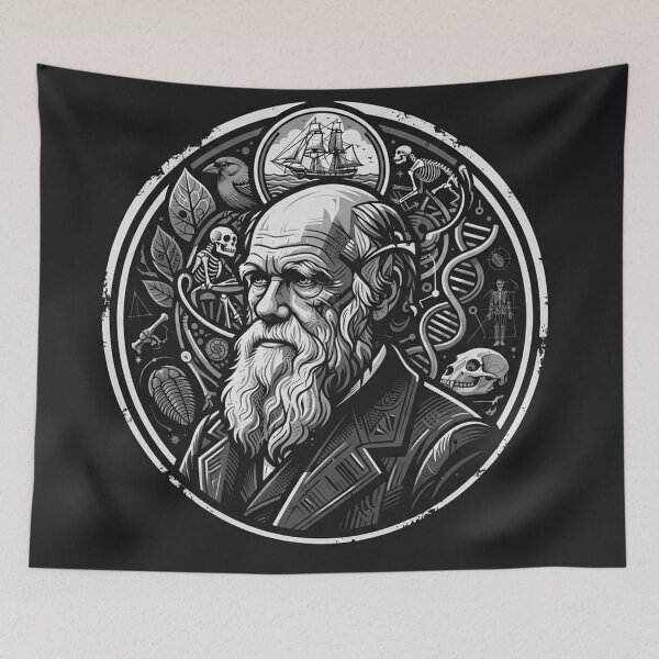 Item preview, Charles Darwin Natural Selection Evolution Portrait Illustration designed and sold by Owcomm.