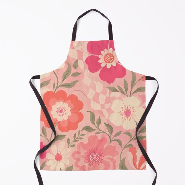 Aperçu de l'œuvre Motif floral rétro rose à carreaux ondulés créée et vendue par Glottopia.