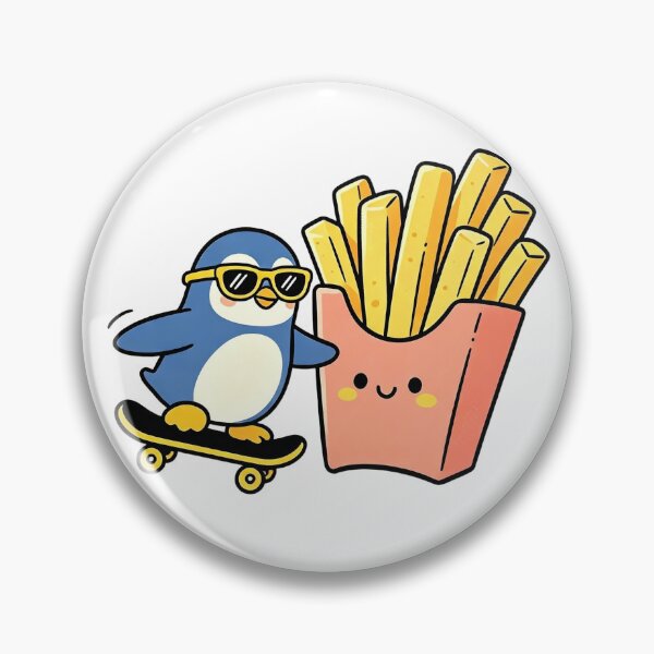 Item preview, Penguin on a skateboard with his friend the potatoes designed and sold by mixoubraw.