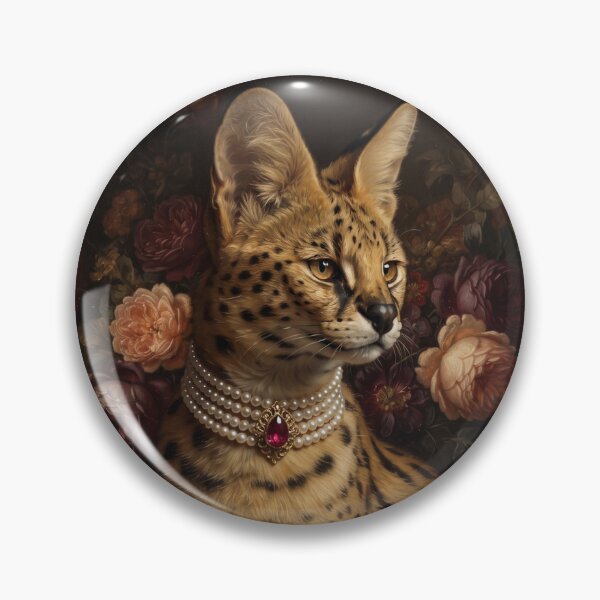 Item preview, Noble Serval Cat with Ruby Pearl Choker designed and sold by Real Beast Art.