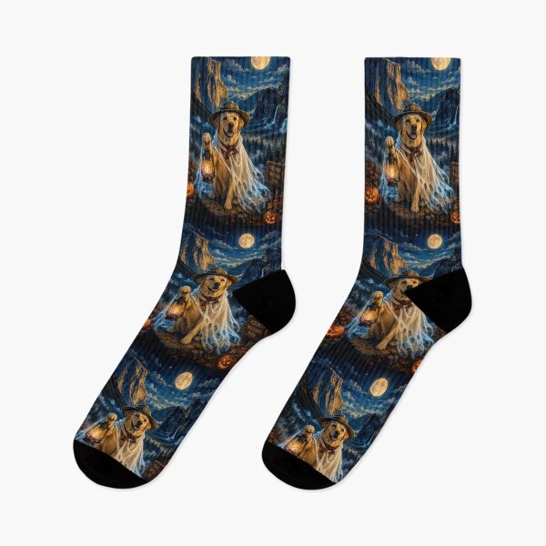 Item preview, Labrador dressed as a ghost explorer in Yosemite with a full moon designed and sold by Nomad-Paws.