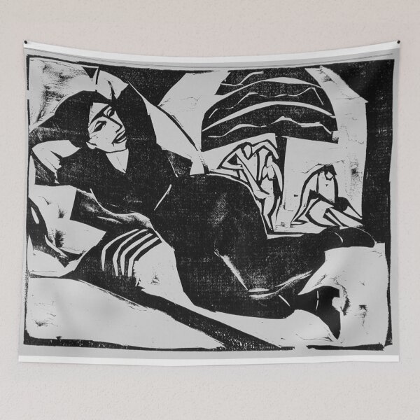 Item preview, Rest| German Expressionist Woodcut | Solitude & Peaceful Living designed and sold by CulturalCurios.