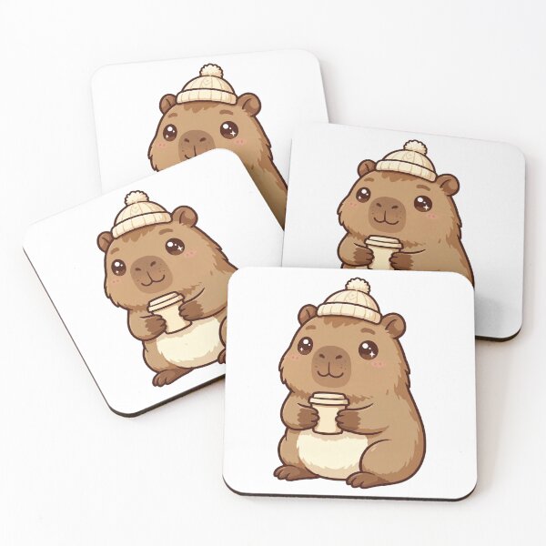 Item preview, Cozy Capybara Drinking Coffee - Cute Kawaii Winter Capybara Meme designed and sold by Ala'Salem| Cute Characters, Real Moods.