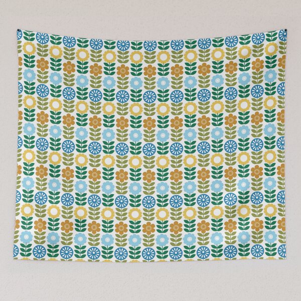 Item preview, Mod Scandi Wildflowers in White designed and sold by YesterdayColl.