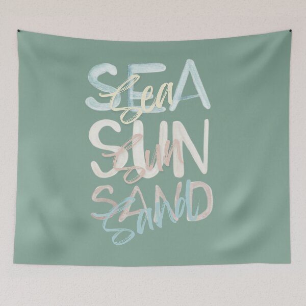 Item preview, SEA SUN SAND Handwritten Script Soft Coastal Colors Summer Gift designed and sold by trixie666.