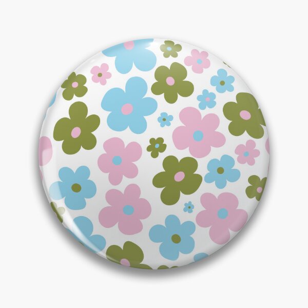 Item preview, Retro Daisy Doodles in White Pink Blue and Green designed and sold by YesterdayColl.