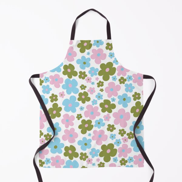 Item preview, Retro Daisy Doodles in White Pink Blue and Green designed and sold by YesterdayColl.