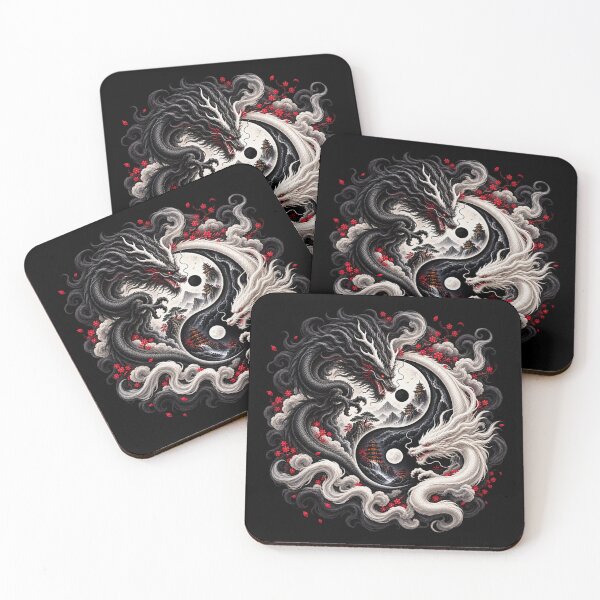 Item preview, Yin-Yang Dragon Guardians – Black and White Balance designed and sold by TroviTutto.