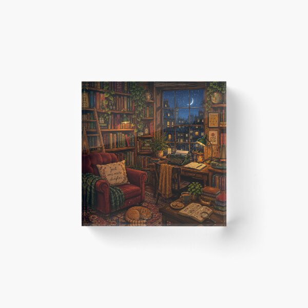 Item preview, Cozy Bookshop at Night designed and sold by Glottopia.