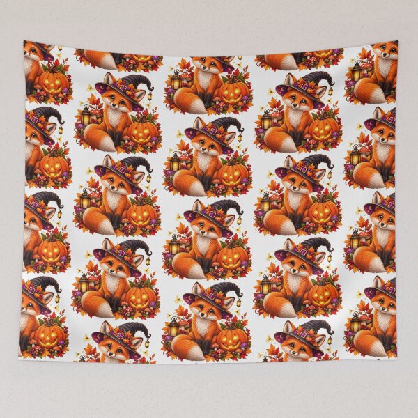 Item preview, Cute Halloween Fox with Pumpkin – Whimsical Witchy Autumn Design designed and sold by Clothes With Smiling Animals Walt Gral.