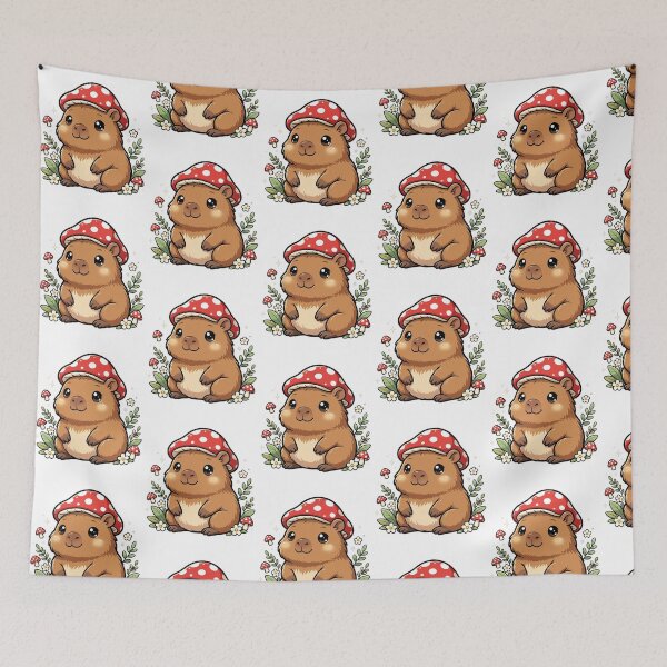 Item preview, Cottagecore Capybara Mushroom Hat - Kawaii Forest Aesthetic designed and sold by Ala'Salem| Cute Characters, Real Moods.