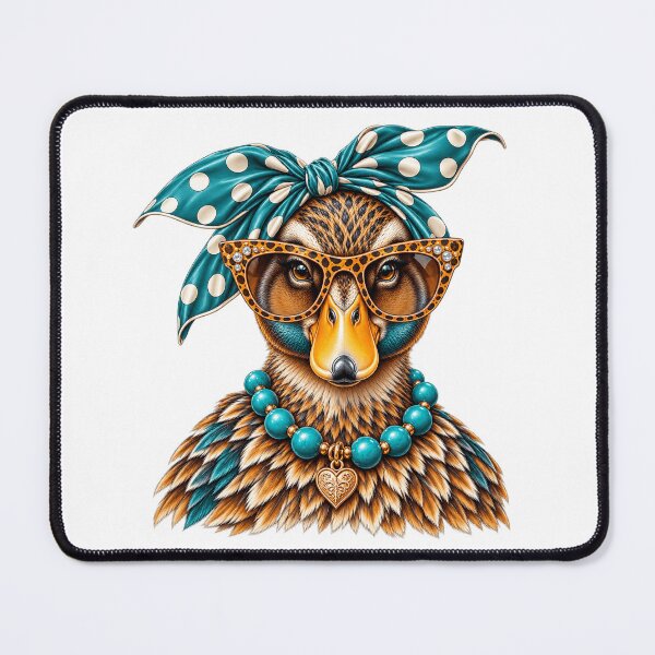 Item preview, Glam Mallard Duck Duck Leopard Sunglasses Pearl Necklace Sassy Fashion Animal designed and sold by 76Valeria.