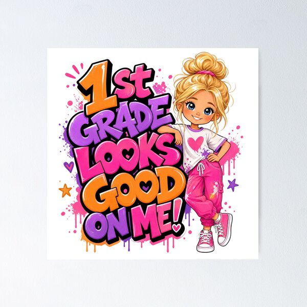 Item preview, 1st Grade Looks Good On Me – Blonde Girl Back to School designed and sold by MomParentADHD.