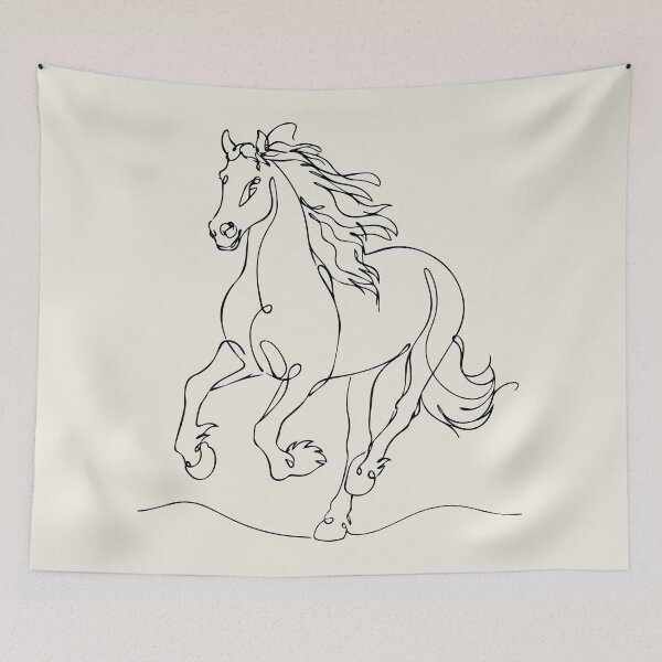 Item preview, Running Horse One Line Art Continuous Drawing designed and sold by FemmePod.