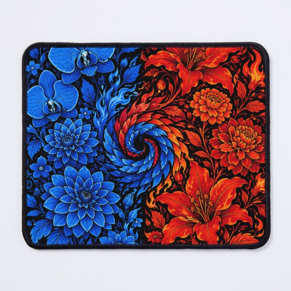 Item preview, Elemental Balance Dual Flame - Blue & Red Floral Yin Yang designed and sold by WillCraftx.
