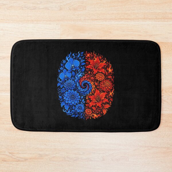 Item preview, Elemental Balance Dual Flame - Blue & Red Floral Yin Yang designed and sold by WillCraftx.