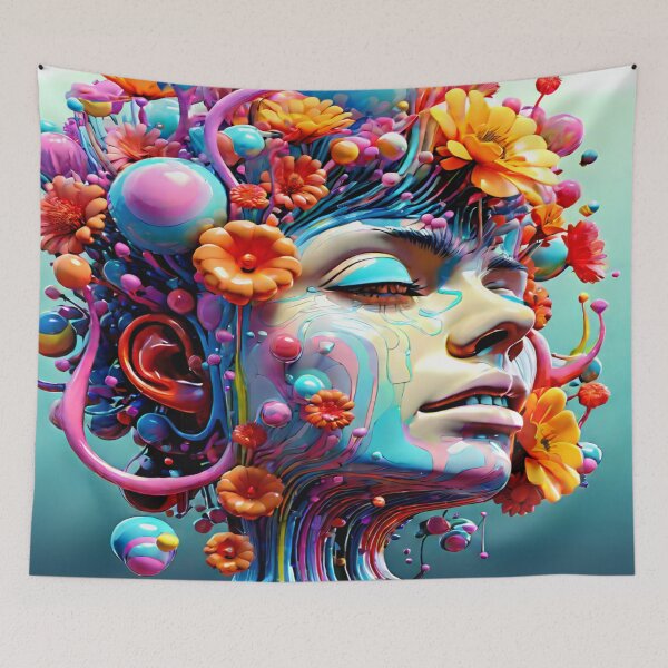 Item preview, Biomechanical Woman – Surreal Floral Psychedelic Art designed and sold by DigiArt8Design.