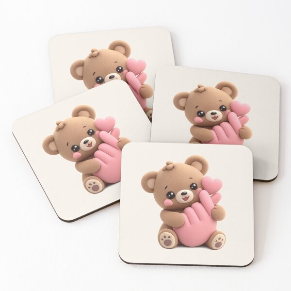 Item preview, Kawaii Teddy Bear Finger Heart | Cute Korean Aesthetic designed and sold by Moons Studio.